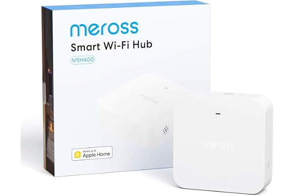 Meross Smart Hub MSH400 avec Alarme 110 dB, Prend en Charge Programmateur Arrosage, Détecteur Fumée, Capteurs (Porte/Fenêtre, Fuite Eau, Temp/Humidité) - Compatible avec Apple Home, Alexa, Google Home