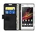 Swan Leather wallet book style Case cover stand with card slot for SONY XPERIA L C2104 (Black) RS.699.00