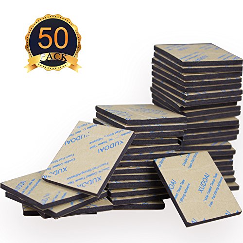 Preisvergleich Produktbild 50 Stück doppelseitiges schwarzes Schaumband, XUDOAI starke Polsterbefestigung, Kleber, Rechteck und rundes Klebeband (Quadrat)