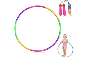 BNGXR Hula Hoop per Bambini, Colorato Bambini Hoola Hoop con Jump Rope, Diametro Ø66cm, Hoola Hoop Staccabili Regolabili, 8 Giunzioni per Hula Hoop, per Fitness, Ginnastica, Danza, Yoga