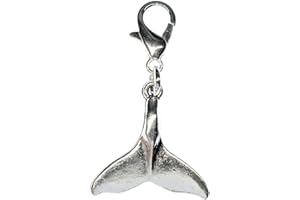 Miniblings Breloque en forme de nageoire de baleine, poisson, mer, dauphin - Fabriqué à la main - Bijou fantaisie - Pendentif plaqué argent - Pour bracelet, 30mm, Coton