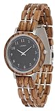 LAiMER Damen-Armbanduhr ELLY Mod. 0089 aus Zebrano - Analoge Quarz-Uhr mit strukturiertem Holzarmband