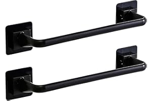 FANGSUES 2 Pieces Towel Bar rail, Plastic Wall mount Pot Lid Rack, Self Adhesive Hanger Rail Organizer Holder, Bar Bathroom Accessories, for Kitchen Bathroom Toilet (Black, 24.5 cm)