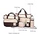 Fafada 5pcs Multifunctional Mummy Handbag Baby Changing Bag Travel Holiday Hospital Nursing Set Diaper Mat Bottle Food Holder Coffee
