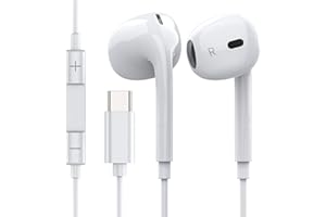 MOSWAG Casque USB C, écouteurs Type C avec Microphone pour Galaxy S22 Ultra A53 Note 20 10, Pixel 6 6a 5, OnePlus 10 9 (Blanc)