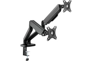 AD ADVANCE - Support Double Ecran PC Vesa 17 à 32 Pouces | Bras Articulé Ecran PC pour Moniteur | Vérin à gaz | Charge 2 à 9 kg | Hauteur & Inclinaison Ajustable | Rotation à 360°