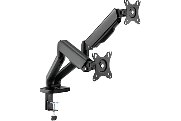 AD ADVANCE - Support Double Ecran PC Vesa 17 à 32 Pouces | Bras Articulé Ecran PC pour Moniteur | Pied Robuste Capacité de Charge 2 à 9 kg | Hauteur & Inclinaison Ajustable | Rotation à 360°