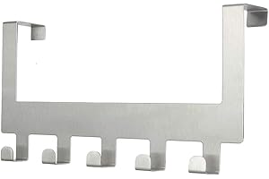 IHOMEPARK Over The Door Hook Hanger, Heavy Duty Organizer for Coat Clothes Towel Bag Robe - 5 Hooks Wall Mount Tool Holder for Home Rack Storage (Silver)