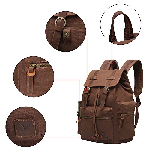 Veevan Herren Damen Vintage Canvas Rücksack Retro Schulrucksack Daypacks - 7