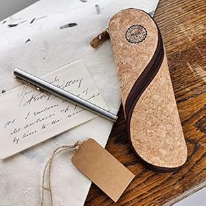 Portuguese Cork Pencil and Reading Glasses Case - Authentic and Unusual Handmade Vintage Gift, Yellow, S