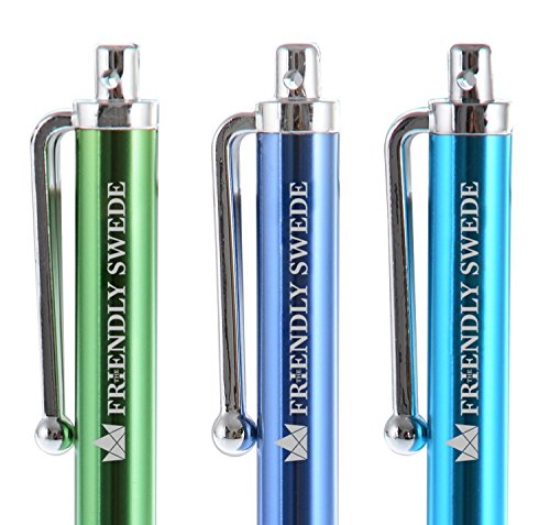 The Friendly Swede 6 StÃ¼ck Hybrid Touchscreen-Eingabestift Stylus mit Mikrofaserspitze [11,5 cm] + 6 x 38 cm lange SchnÃ¼re + 1 x Reinigungstuch (Lila Blau GrÃ¼n)