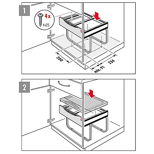 Hailo 3644501 Abfallsammler TR Swing 50.2/30 2 fach Trennung Raumspar-Tandem-S 3644-50 - 5