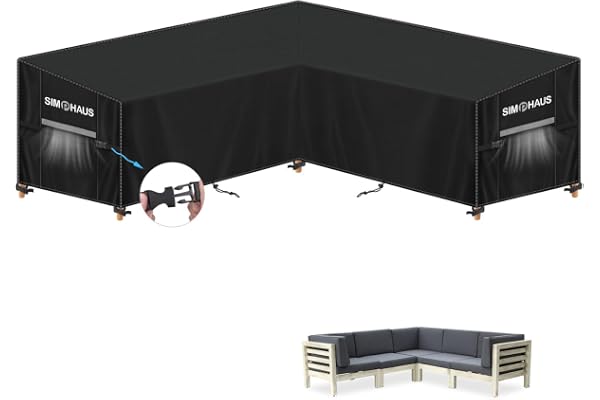 SIMPHAUS Sofföverdrag Vattentätt Tyg Utomhus Soffskydd Hörn Soffskydd Utomhus Hörn Soffskydd V-Vindtätt UV-skydd 420D Oxfordt