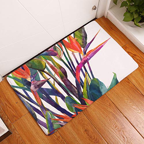 Baisheng Green Plant Pattern Non-Slip Bath Mat/Kitchen Rug/Bedroom Mat Water-Absorbing Quick-Drying (plant 8-19.7x31.5inch /50x80cm)