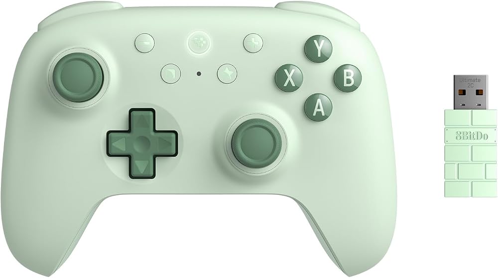 8BITDO ULTIMATE 2C KABLOSUZ KUMANDA - YEŞİL | 1000Hz Yoklama Oranı, Hall Etkisi Joystickler ve Tetikleyiciler, Yeniden Eşlenebilir L4/R4 Tamponlar