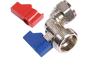 NPH PLUMBING & HEATING NPH Angle Washing Machine Valve 15mm x 3/4-inch BSP, Silver,