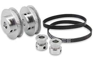 Zeberoxyz Juego de 2 ruedas síncronas GT2 de 20 y 60 dientes, 10 mm, polea de distribución de aluminio con 2 correas de 200 mm de longitud y 6 mm de ancho (20-60T-10B-6)