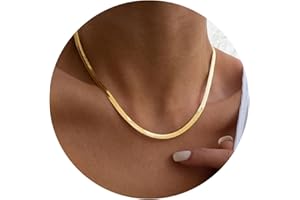 Hipwope 14K Gold/Silver Plated Snake Chain Necklace，Herringbone Necklace For Women Gold Filled Flat Chain Necklace for Women Girl Gifts Jewelry Adjustable Necklace 3/5MM(W) 16"/18" 20"/22"/24"(L)