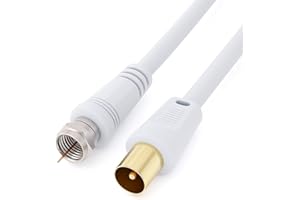 Keple Coaxial aéreo F Connector Macho Plug to RF M-Macho Cable for Satélite Sat Freesat Sky Virgin BT TV HDTV DVB DVD Radio/Coax de Antena Televisión Cable de banda ancha – 1 m Blanco