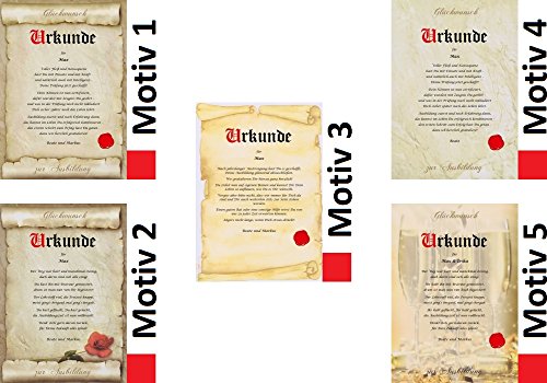 Urkunde persönliche Geschenk Karte zur bestandenen Ausbildung Azubi Prüfung Pergament div. A4 Papier Motive - 7