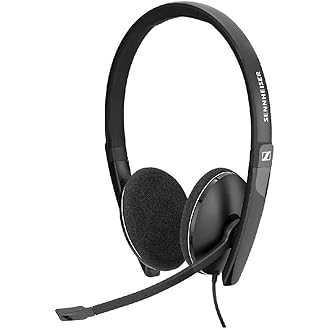 Sennheiser Pc 3.2 Chat-Lightweight Stereo Headset with Adjustable Noise-Cancelling Microphone-for Internet Telephony and E-Learners-Pc Connectivity- Great for Gaming, Work, & Study, Black-in Ear