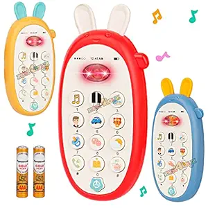 zest 4 toyz Mobile Phone Toys for Kids Smart Cordless Phone Feature Rabbit Mobile Musical Sound Toys with Smart Light Battery Operated Birthday Gifts for Girls Boys (Pack of 1 ) Battery Included