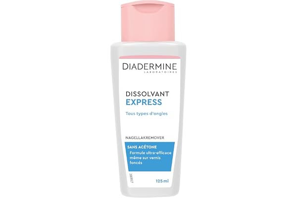 Diadermine - Dissolvant Express - Tous Types d'Ongles - Sans Acétone - Formule Ultra Efficace - Prend Soin des Ongles - Bouteille de 125 ml