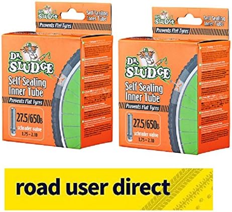 2 x 27.5 / 650A Dr Sludge Mountain Bikes Inner Tubes - Instant Puncture Seal 27.5 x 1.75 - 2.10 Schrader / Car Valves
