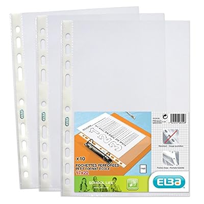 Elba Pochettes Perforées Transparentes pour Documents 17x22cm - Polypropylène - Sachet de 10