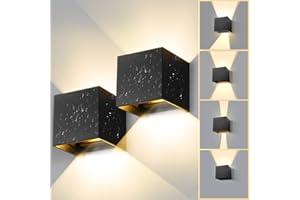 CHENBEN Aplique Pared Exterior LED 12W 3000K, 2 Piezas, IP65 Impermeable Negro, Regulable para Interior/Exterior, Dormitorio, Balcón, Jardín, Patio, Porche