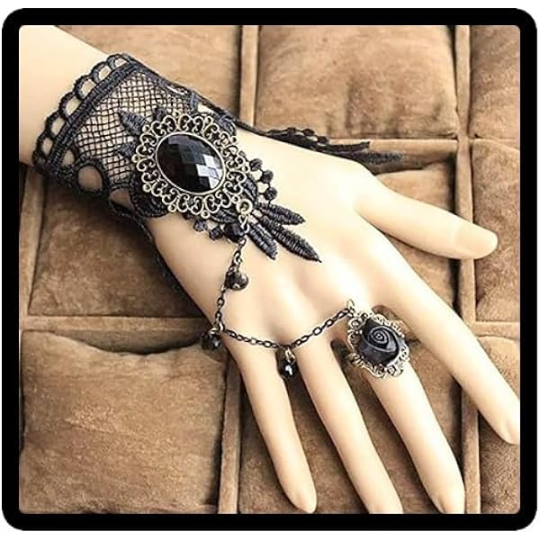 Collana Girocollo Gotica In Pizzo Con Fiore Nero - Gioiello Regolabile Donna, Accessorio Moda Vintage