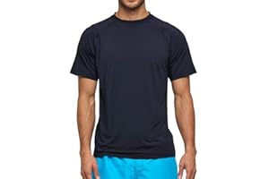 Arcweg Rash Guard Men Short Sleeves Shirt UPF 50+ Elastic Rash Vest Loose Fit Swimming Top Quick Drying Running Vest Sports Top