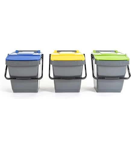 MATTIUSSI EASYTROLLEY 45LT Fusto Per Raccolta Differenziata Con Ruote E Manico Trolley: Grigio Con Coperchio Giallo