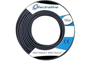Electraline 60113025D Couronne de Câble H03 Vvh2-F 2X0, 75 10M, Noir