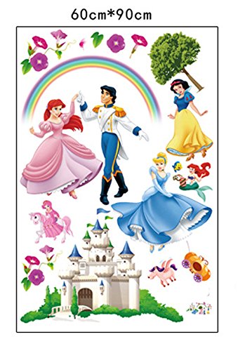 ufengke® Prinzessin Schloss Prinzessin und Prinz Wandsticker, Kinderzimmer Babyzimmer Entfernbare Wandtattoos Wandbilder - 5
