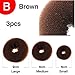 CareforYou® 3 Pieces Hair Chignon Donut Bun Maker (1 Large,1 Medium,1 Small) (Brown)