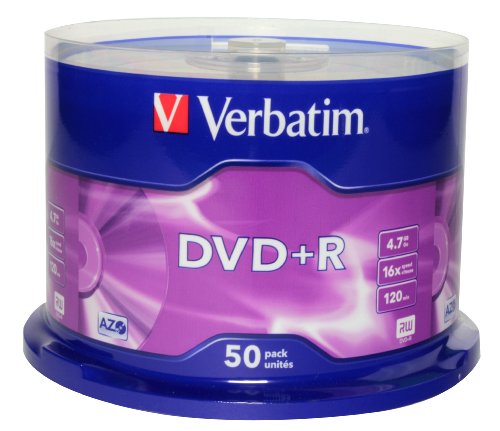 Verbatim 4.7GB DVD+R AZO Wide Inkjet Printable ID Brand 16x, 50er Spindel