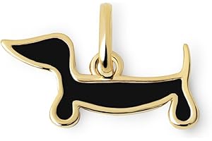SINGULARU - Charm Perro Teckel Enamel. Colgante en Latón con Acabado Baño de Oro de 18Kt o Rodio. Charm Reversible. Joyas para Mujer