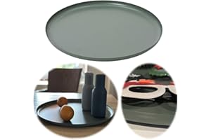 ‎LS-LEBENSTIL LS-LebenStil XL Metall Kerzentablett Grün 35cm Rund - Dekotablett mit Rand - Kerzenteller Dekoteller Serviertablett Weihnachten Advent Tisch Deko Tablett für Geschenke Dekoration Untersetzer