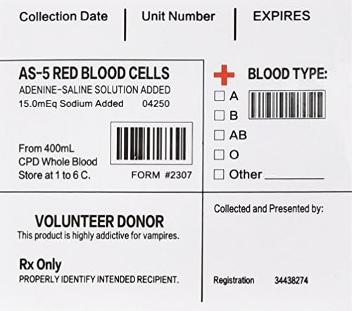 Amazlab Blood Pack IV Bag Labels Set of 20