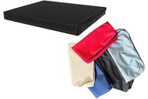 GOLDSTAR BEDDINGS Goldstar Replacement Waterproof Cushion Cover Only For Rattan Chair Sofa 4cm Thick Pad Outdoor Garden, 50 x 44 cm (20" x 17"), Black