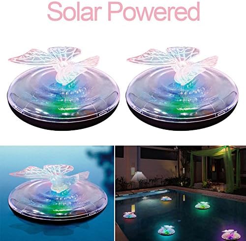 Solar Powered Floating Light 2 Pack - Coloured LED Light For Ponds and Water Features (Butterfly)