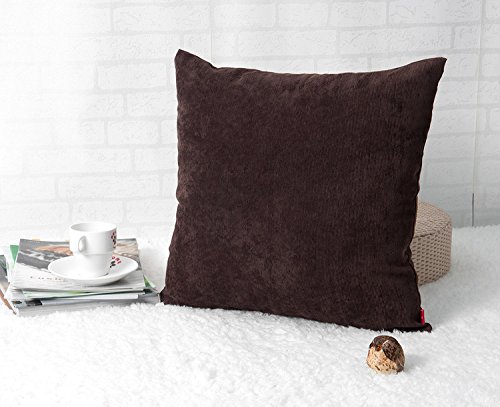 Baibu Einfach Dekorativ Sofa Kissenbezug Kissenhülle mit verdecktem Reißverschluss aus Kord in 10 modernen Farben und 6 Größen 60x60cm Braun - 2