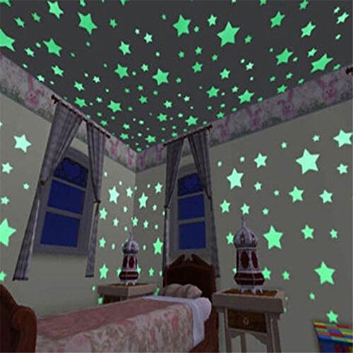 100PCS Home Wall Glow In The Dark Stars Stickers Decal Baby Kid’s Nursery Room – DIY Wall Decal – Light Green – Plastic Luminous Wall Stickers Bedroom Decoration (One Orange peel device AS GIFT) by LianLe - 6