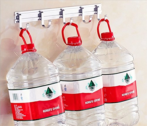 Garderobenleiste Bewegliche Kleiderhaken Cokira Garderobenhaken Mit 5 Haken Bewegliche Mehrzweckhaken Wandhaken Handtuchhalter für Kleidung Türme und Schlüssel–im Badezimmer oder Küche - 2