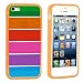 Produktbild Luch iPhone SE 5 5S Hülle, Rainbow Handyhülle mit TPU Silikon Rahmen [Kratzfest Stoßfest] Durchsichtige Schutzhülle Cover Case Bumper Schale Etui für iPhone 5 5S SE, Orange