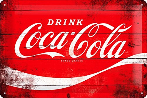 Nostalgic Art Coca Cola Logo Red Wave - Placa decorativa, metal, 20 x 
