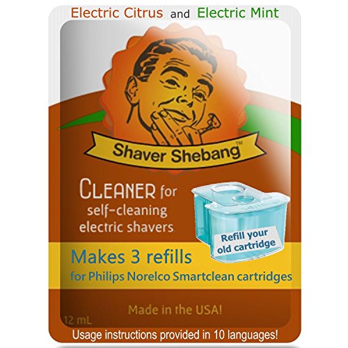 18 Refills for Philips Norelco SmartClean Cartridges - Citrus & Mint - 6 Shaver Shebang™ cleaner solution replacements for SmartClean