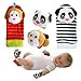 Soft Baby Wrist Rattles-Foot Finder and Wrist Rattle Set-Foot Sock Hand Rattles Baby with Cute Animal Toys Stripe-Baby Infant Toddler Animal Wrist Foot Rattle Developmental Toy (2Pcs Waist+2Pcs Socks,Monkey Panada)