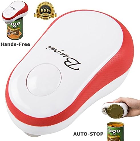 Electric Can Opener, Bangrui One Button Start &amp; Auto Stop Can Opener, Metal/Plastics, 11.4 X 7.4 X 6.1cm, Red